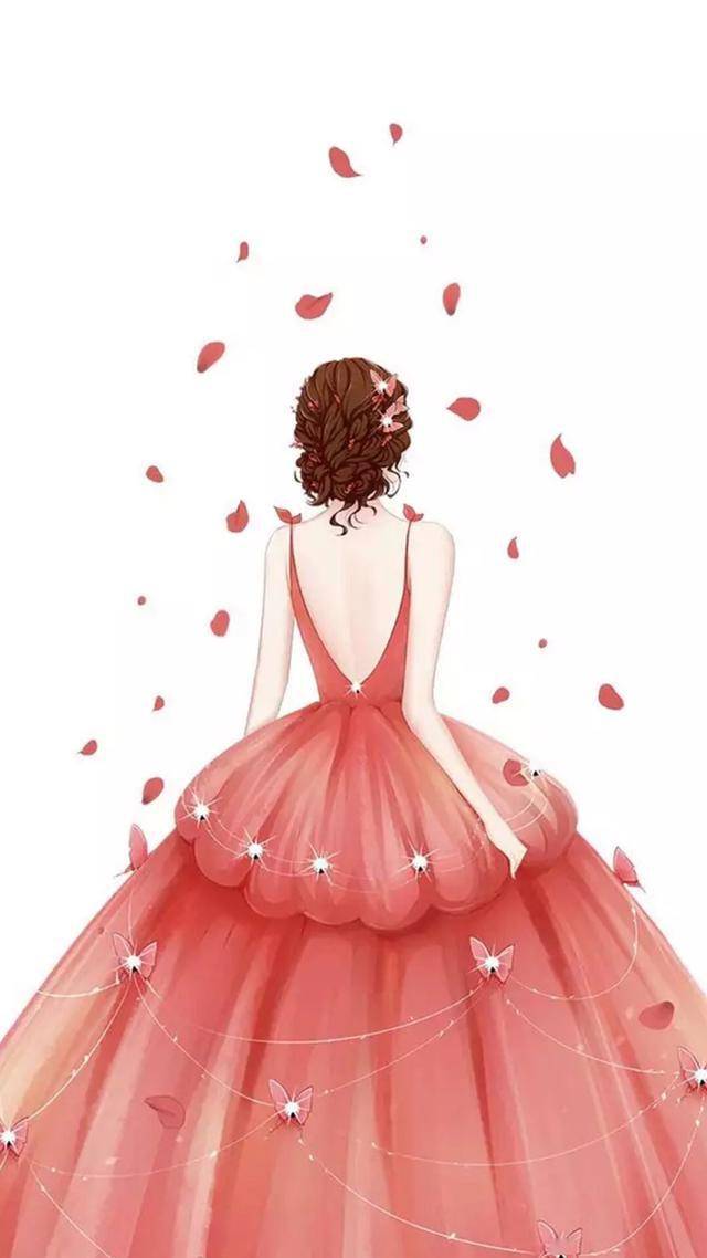 唯美女生背影插画
