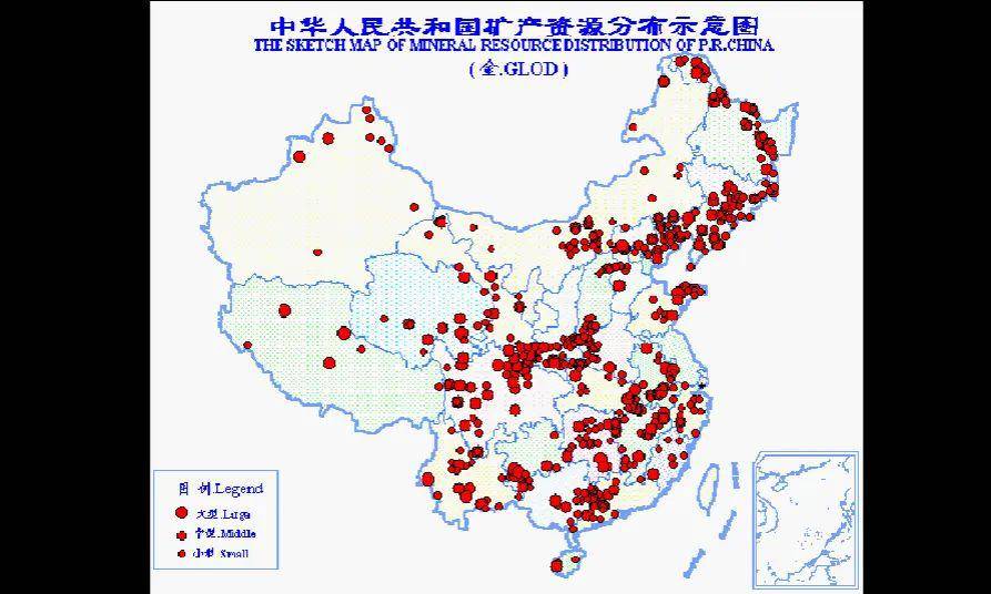 中国金矿分布图