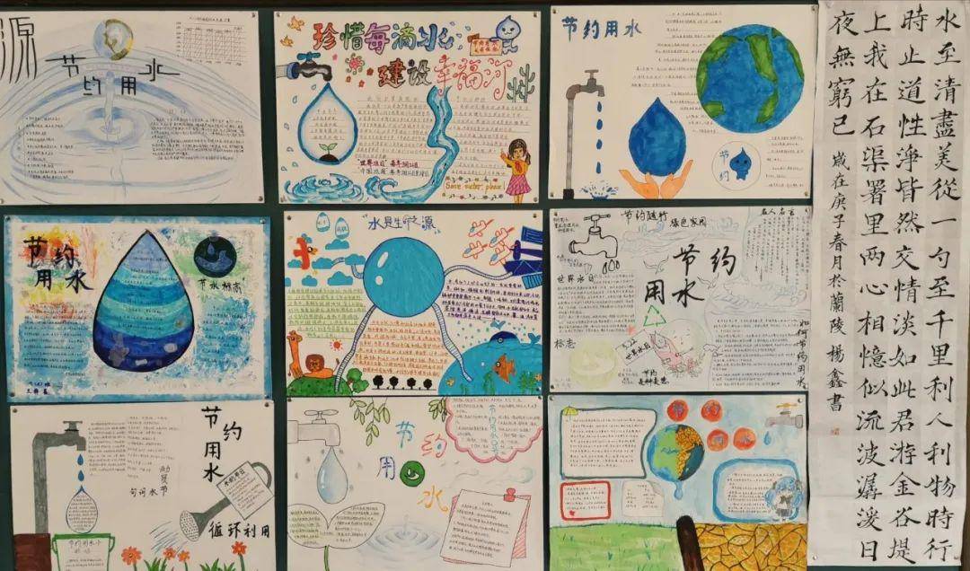 高一年级学生绘制海报,共同助力节约用水宣传周活动