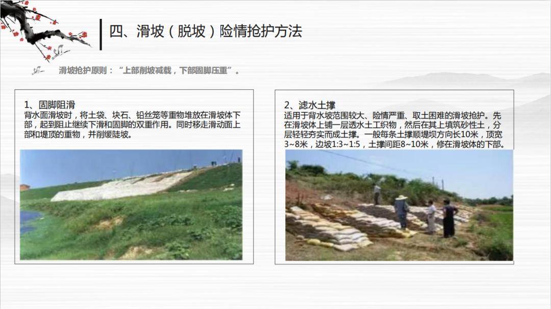 滑坡(脱坡)险情抢护方法