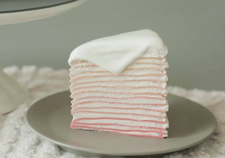 千层蛋糕最美做法,秒杀网红店的存在啊!粉红雪崩千层美绝了