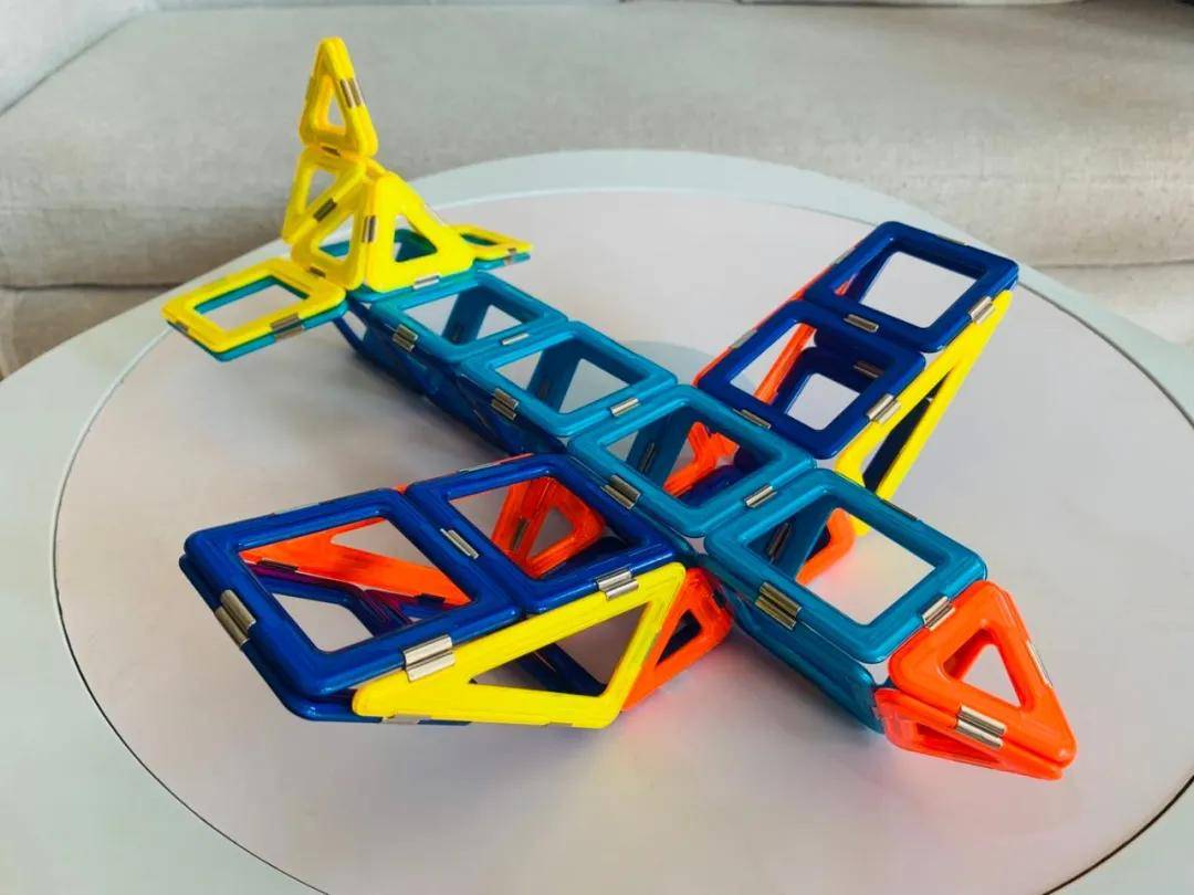 磁力片拼飞机教程3步搭建大飞机积木造型图解