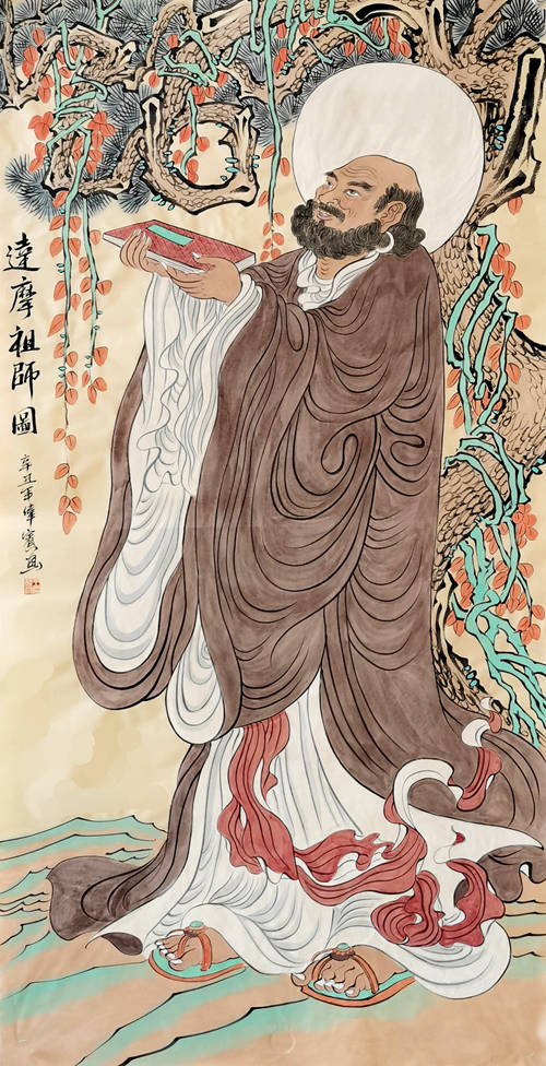 达摩祖师图 136x68cm