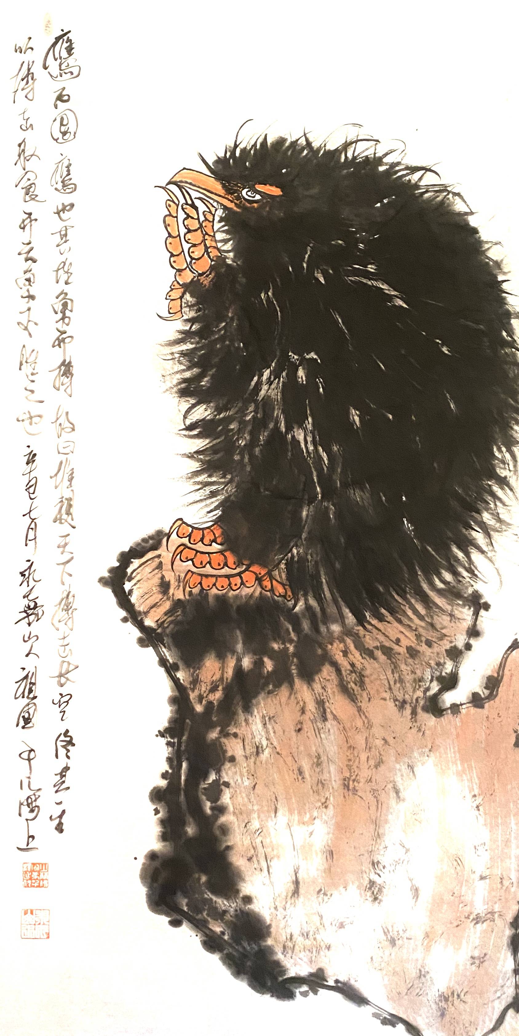 千里之鹰,始于笔下——国画家,画鹰大家,指墨画艺术大师朱祖国