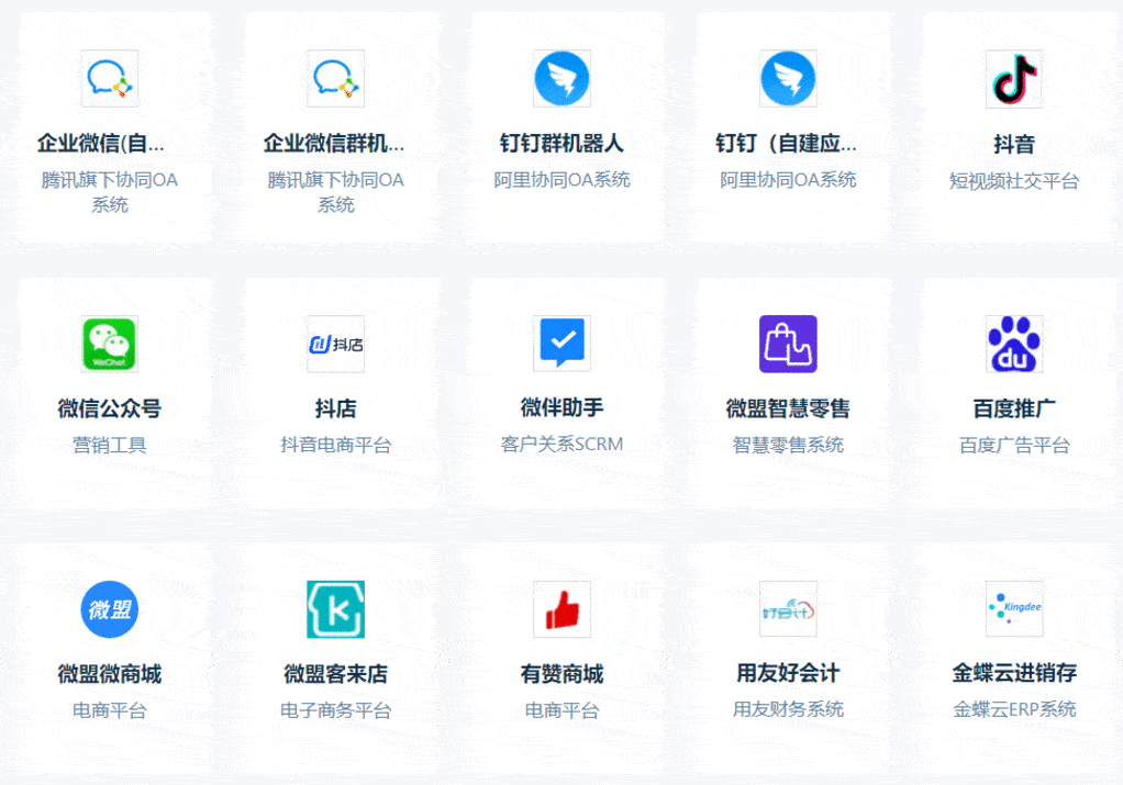 第三方应用系统,例如:用户运营系统,推广系统,微信公众号,企业微信