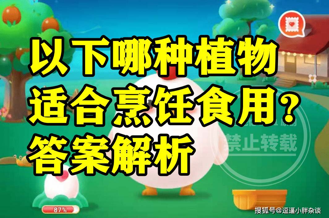 合适烹调食用的动物是海芋仍是芋头呢？蚂蚁庄园谜底