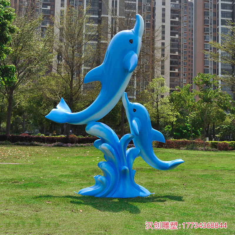 玻璃钢海豚雕塑 卡通海豚雕塑