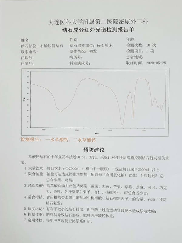 结石检测报告