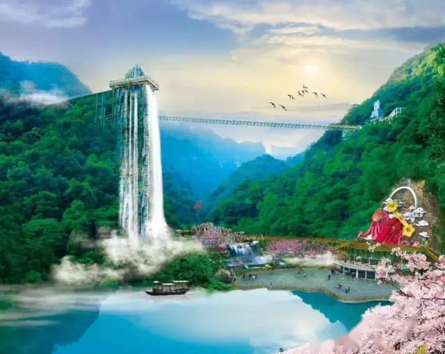 最高电梯观景瀑布之一的云上飞瀑,108元/人,云门山风景区,广东第一