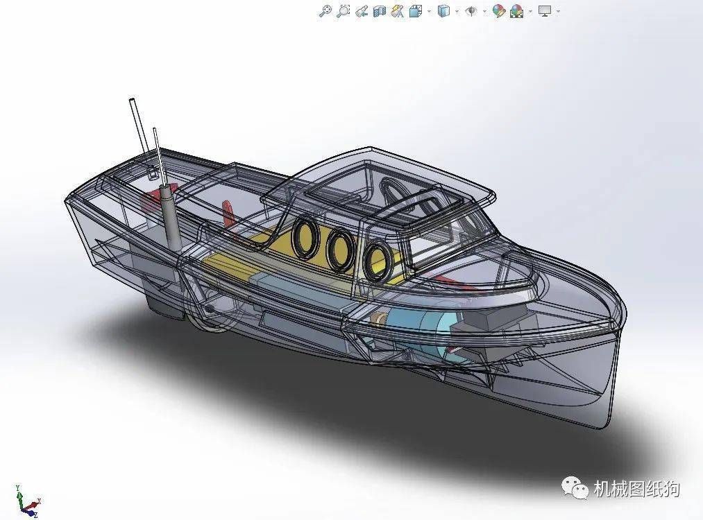 【海洋船舶】gloria-355 rc遥控船模3d数模图纸 solidworks设计 附