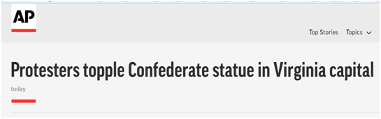 示威者|美国内战期间南方将军雕像被示威者推倒，有人泼漆、小便……