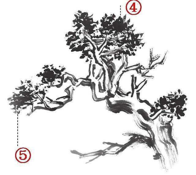 山水画教程:柏树的3种画法,适合收藏练习