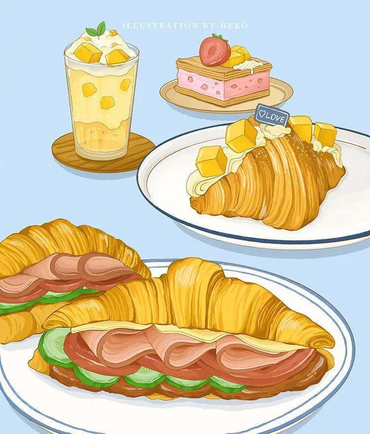 ▽via:hekoli食物主题的插画系列美式的简绘风格看了很利落~这样亲切