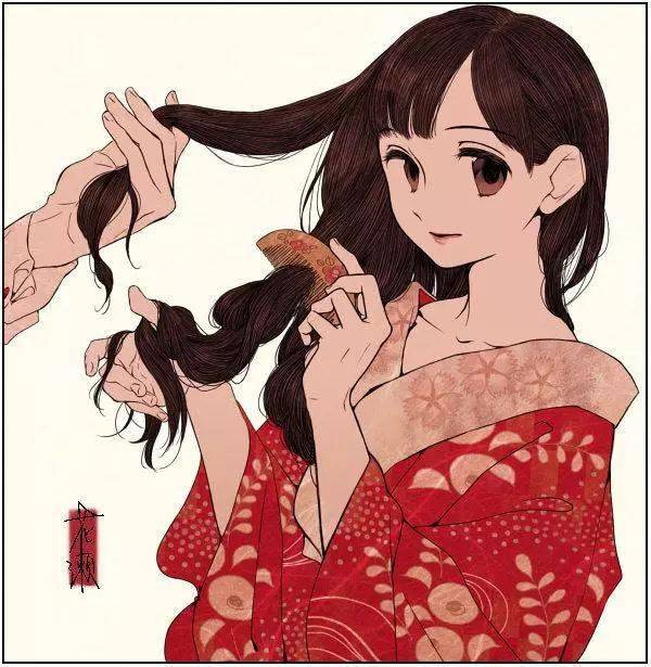 日本插画师花瀬笔下的和服少女