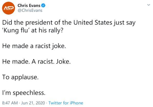 美国队长|特朗普说新冠病毒是“功夫流感”，“美国队长”怒了