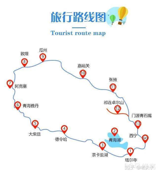 环青海湖的"大环线"路线图