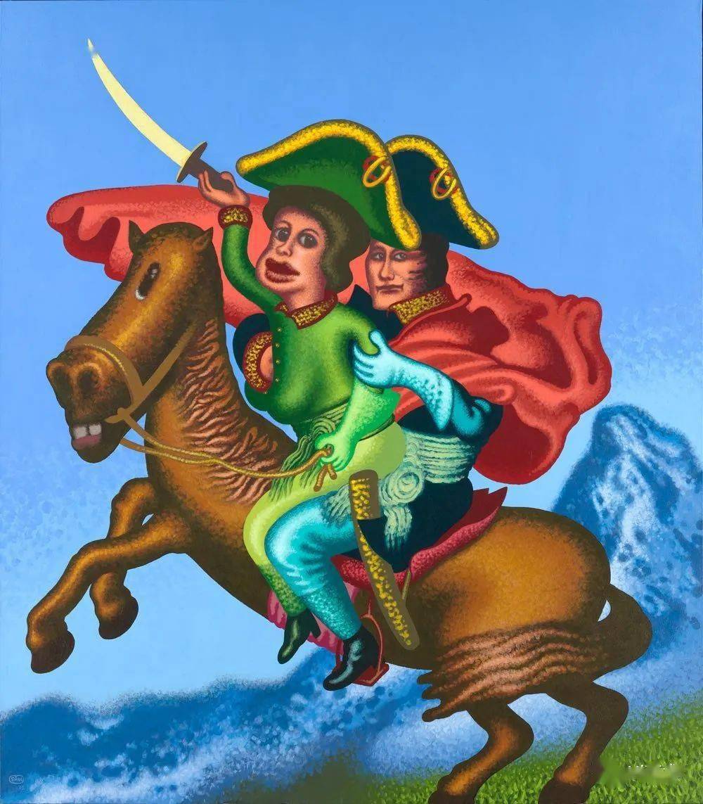 推荐作品五:彼 得·索尔《两个拿破仑翻阅阿尔卑斯山》——典型的美式