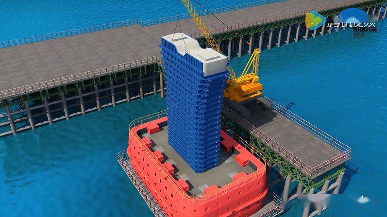 桥梁墩身施工全过程高清3d动画演示_视频