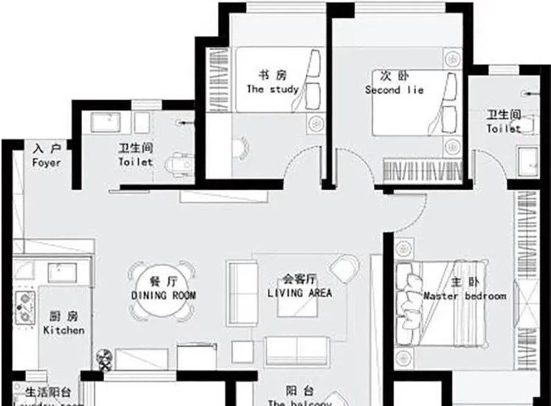 效果图鞋柜功能强厨房改玻璃次卧榻榻米104平现代休闲三室