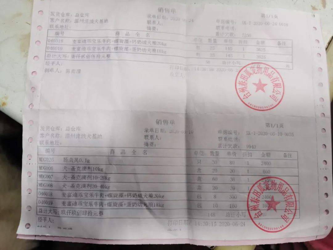 温州市萍姐动物保护中心2020年6月份账目明细公开