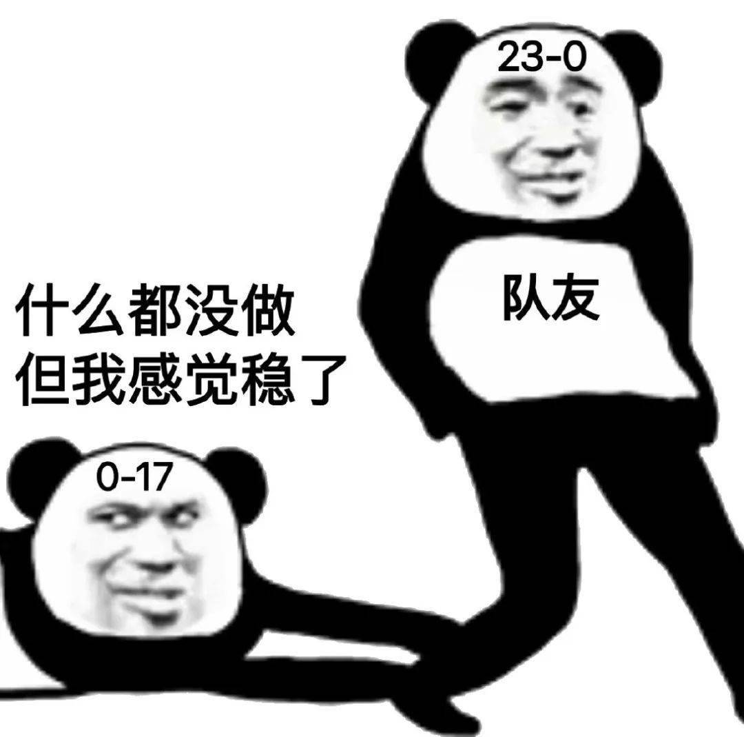 0-17什么都没做但我感觉稳了.队友大佬 23-0(熊猫头打游戏表情包)