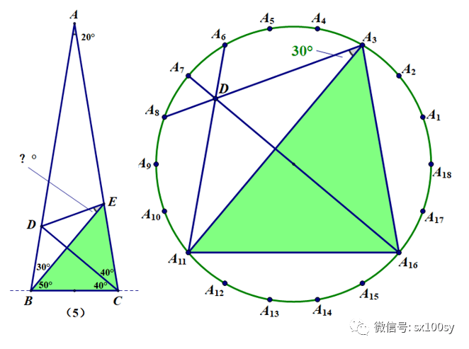 20度顶角等腰三角形与正十八边形