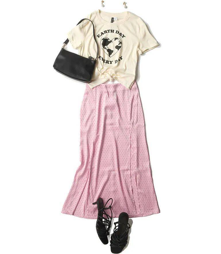 H&amp|H&M粉色绸面半裙反复穿搭力这么强