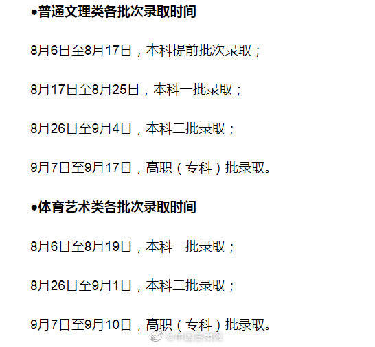 批次|甘肃省高考录取8月6日开始 各批次时间确定