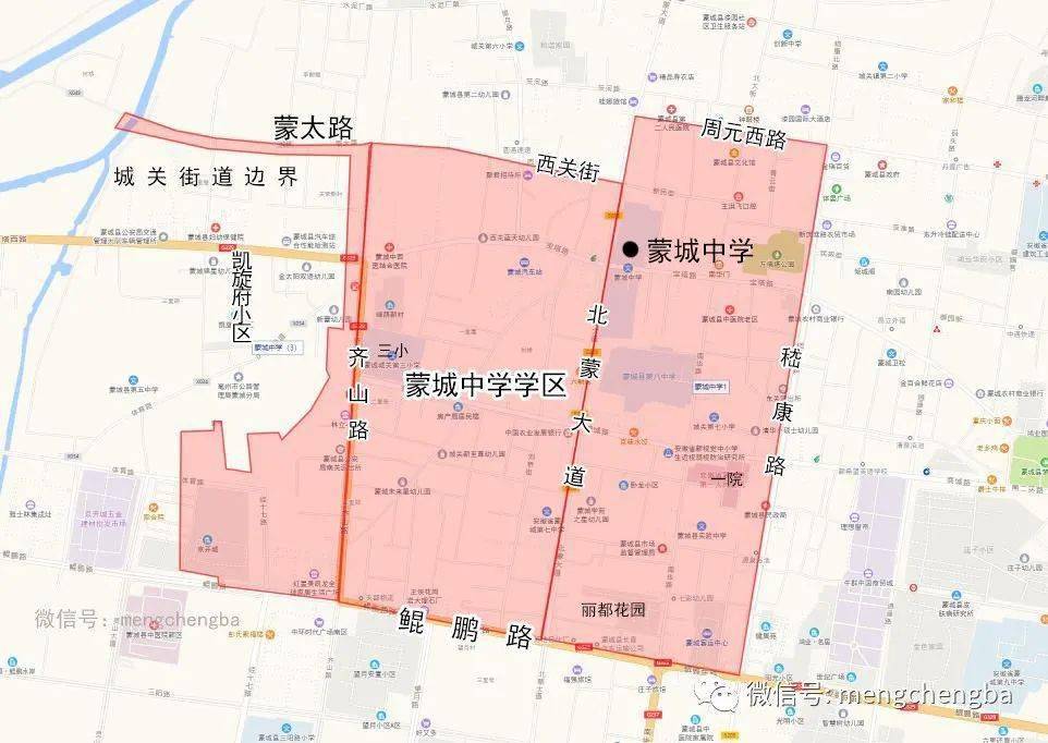 蒙城2020年中小学学区划分(地图)