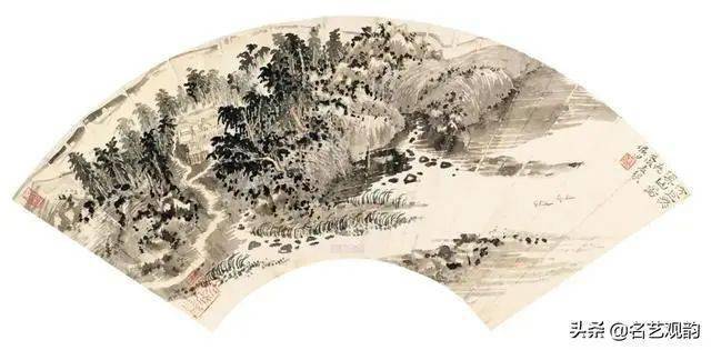 陆俨少山水画扇面28幅,清风拂面
