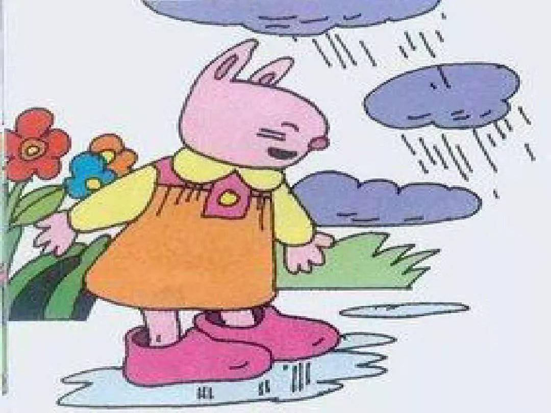 故事简介 《粉红色的雨靴》讲述的是:一场大雨后,小兔穿着她的红雨靴