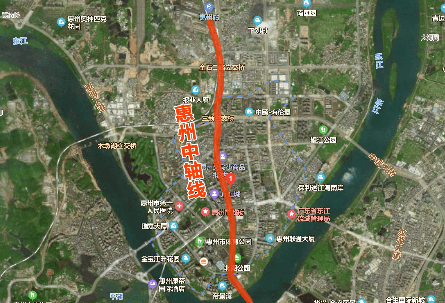 2013年,惠州发布了《惠州市江北核心区城市轴线规划及城市设计(草案)