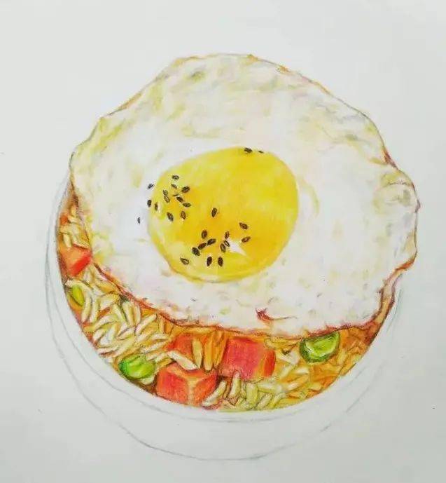 彩铅教程 最爱的蛋炒饭 画法步骤_手机搜狐网