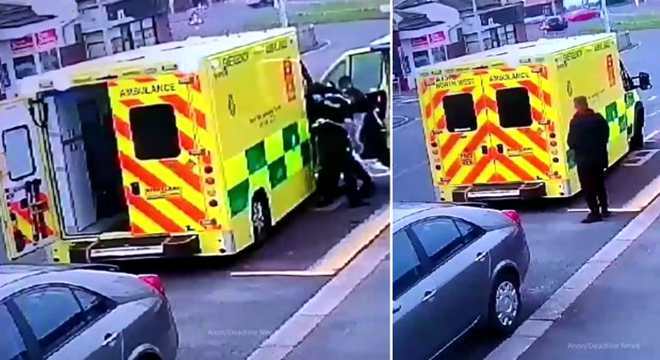 沙雕盗贼光天化日偷救护车 瞬间被车内医务人员