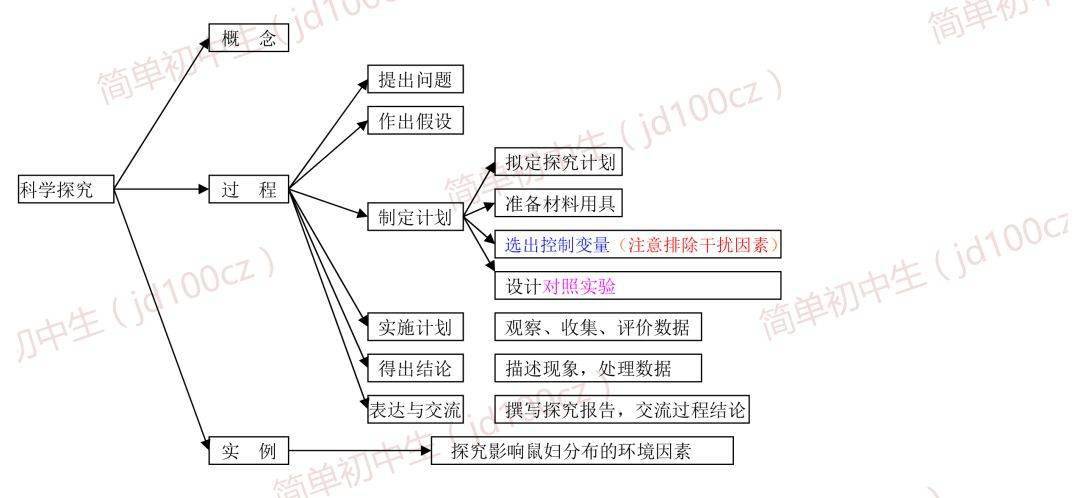 初中生物重要概念思维导图,照这个复习准没错!值得收藏