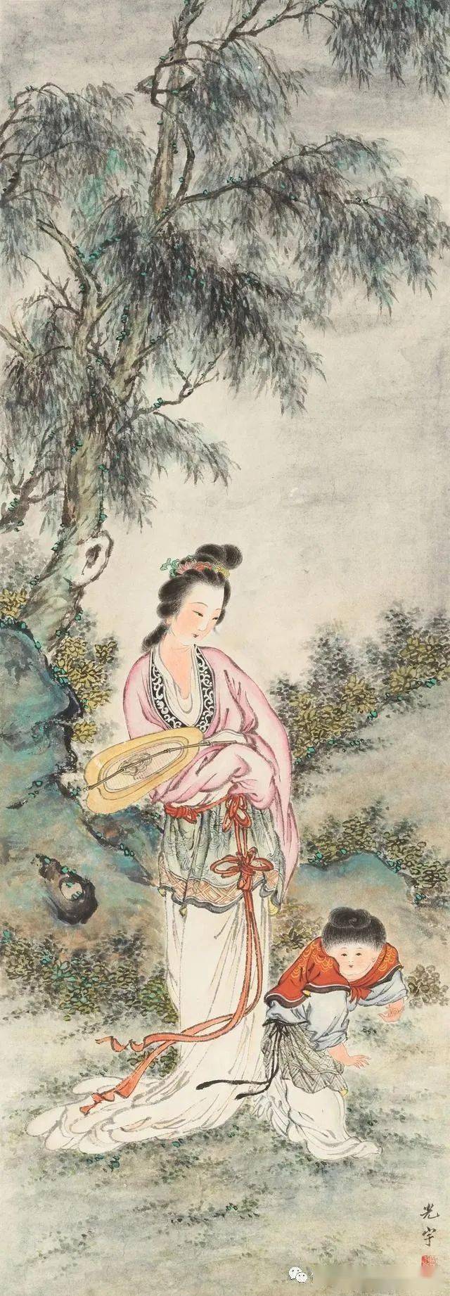 近代浙江绍兴吴光宇工笔人物画作品欣赏
