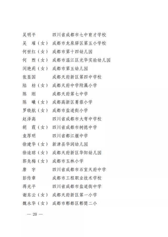 四川|点赞！四川教书育人名师、名校长、名班主任、名辅导员名单出炉