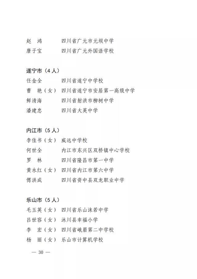 四川|点赞！四川教书育人名师、名校长、名班主任、名辅导员名单出炉