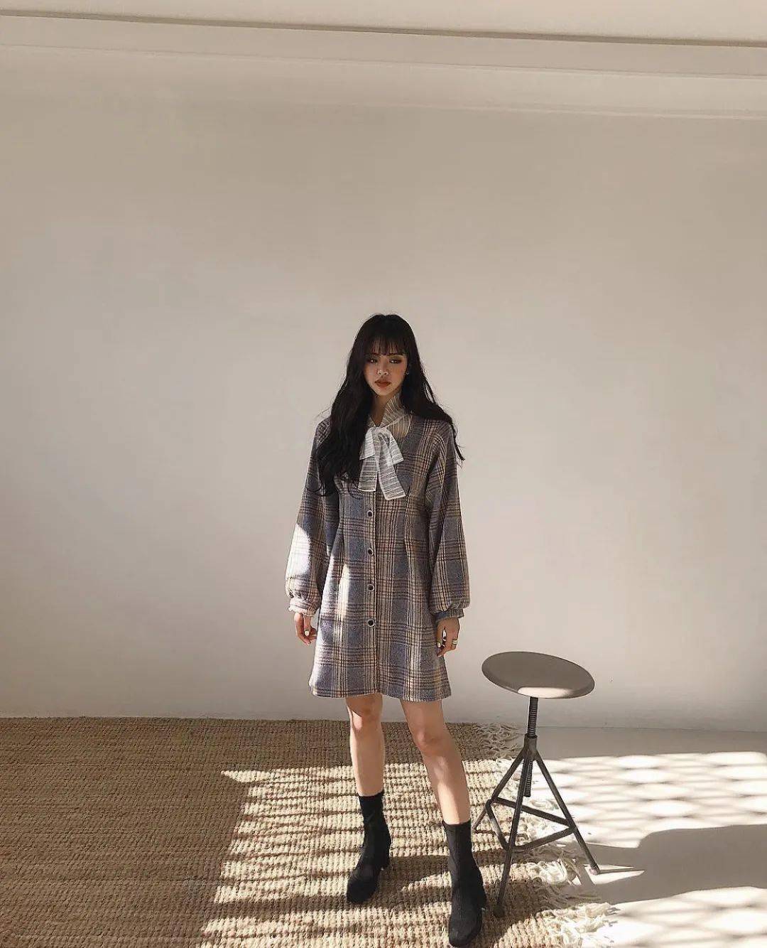 仙女们|格纹衫 + 短靴，早秋这么穿A到爆 ！