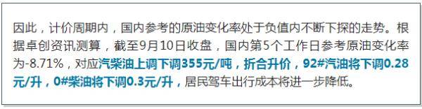 成品油|老铁，先别加油！9月18日，油价预计每升下调……