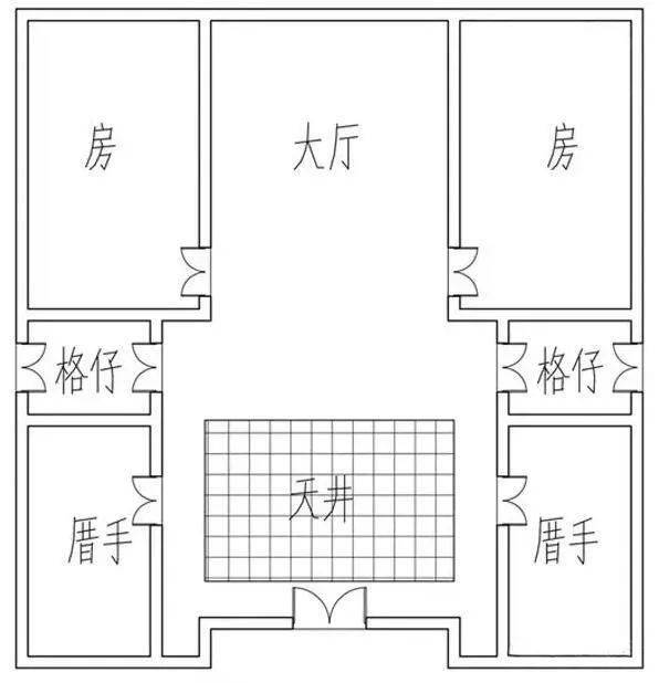 ▼"下山虎"平面图因形状如下山之虎或爬行之狮得名.