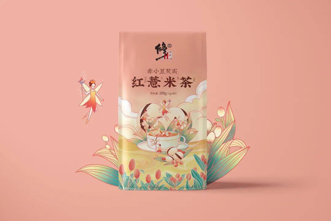 国潮风|包装 | 国潮风薏米茶包装设计,太温柔了吧!