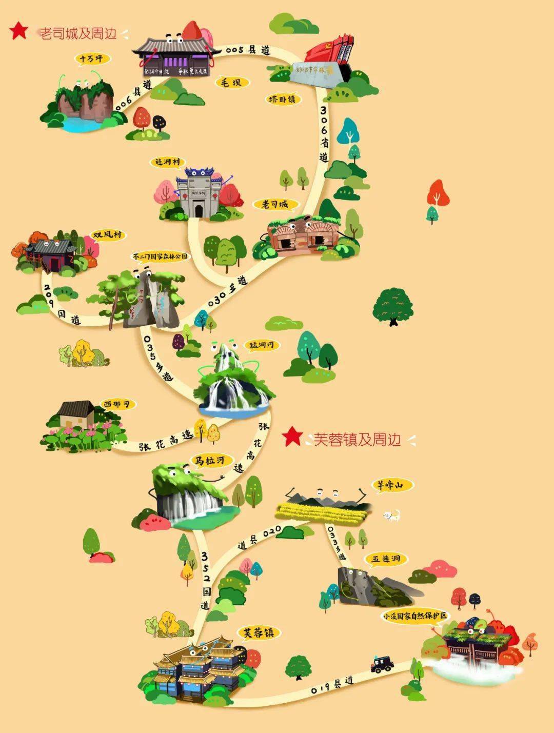 你一定少不了 这份精美的手绘旅游地图 xiang xi 吉首 xiang xi 凤凰