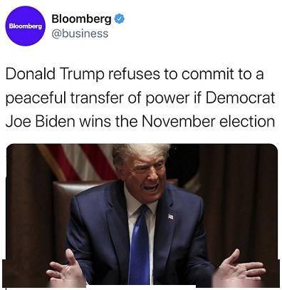 特朗普不承诺大选后和平交接权力 称邮寄选票已