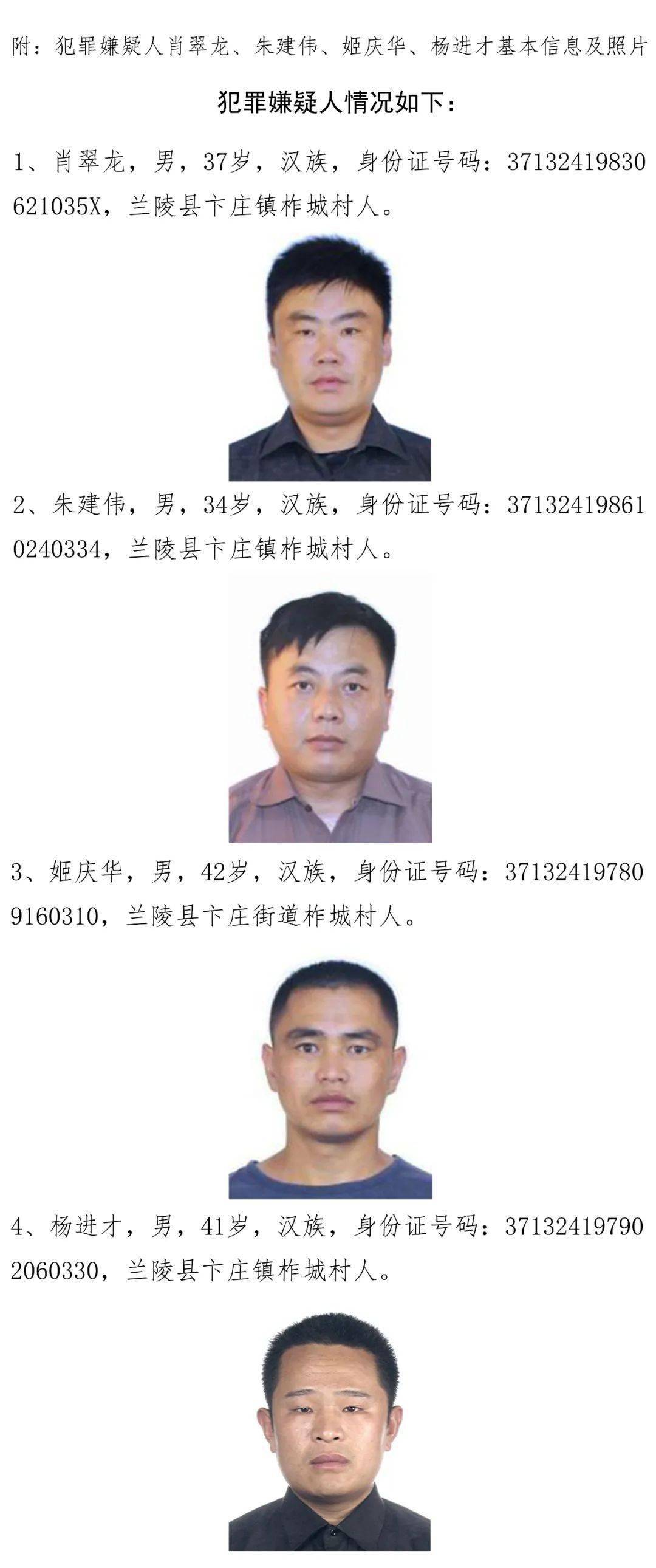 兰陵公安关于征集卞庄几个人违法犯罪线索的通告
