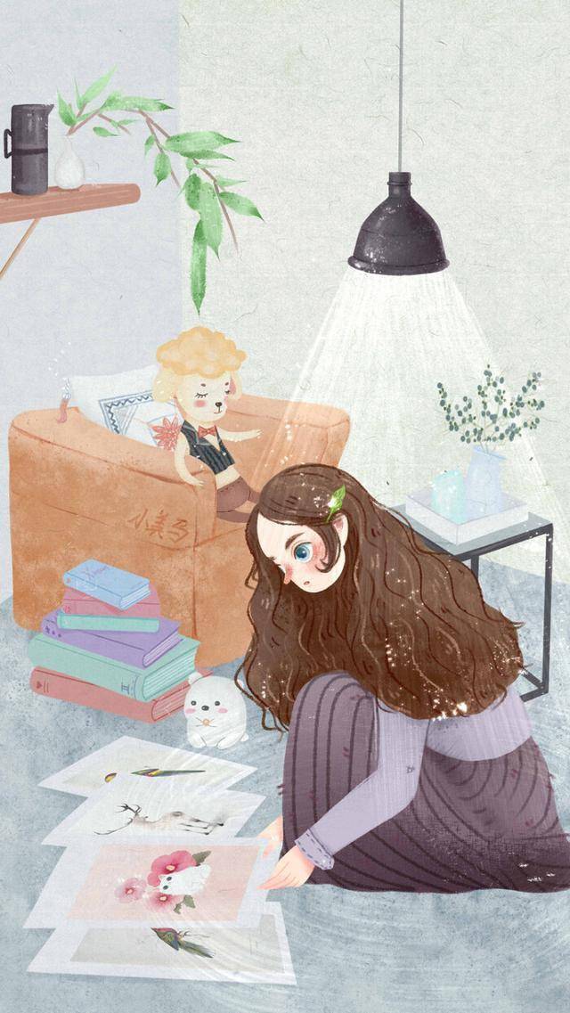 从今天起做个自信阳光美丽的女孩,唯美的少女手绘插画