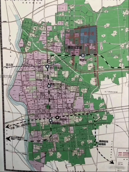 燕郊高新区规划图上的地铁走向和设站情况,燕郊的未来真是不得了.