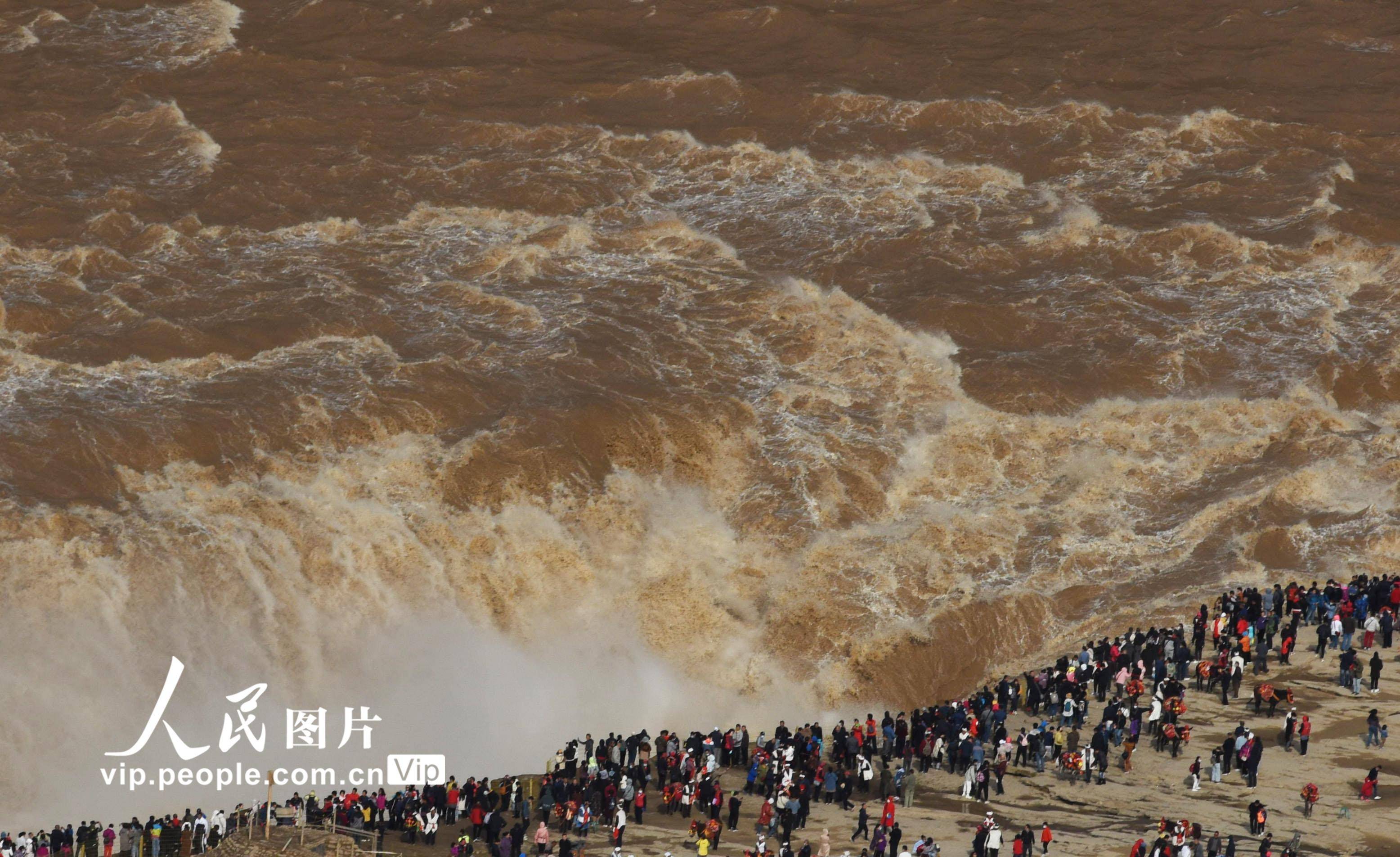 黄河壶口瀑布景区迎来客流高峰