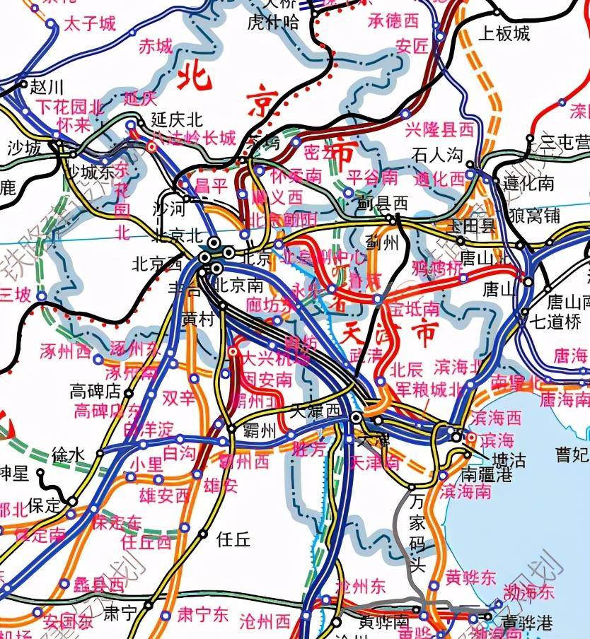 原创2020版京津冀铁路规划图:石家庄依旧,滨海雄安衡水成枢纽