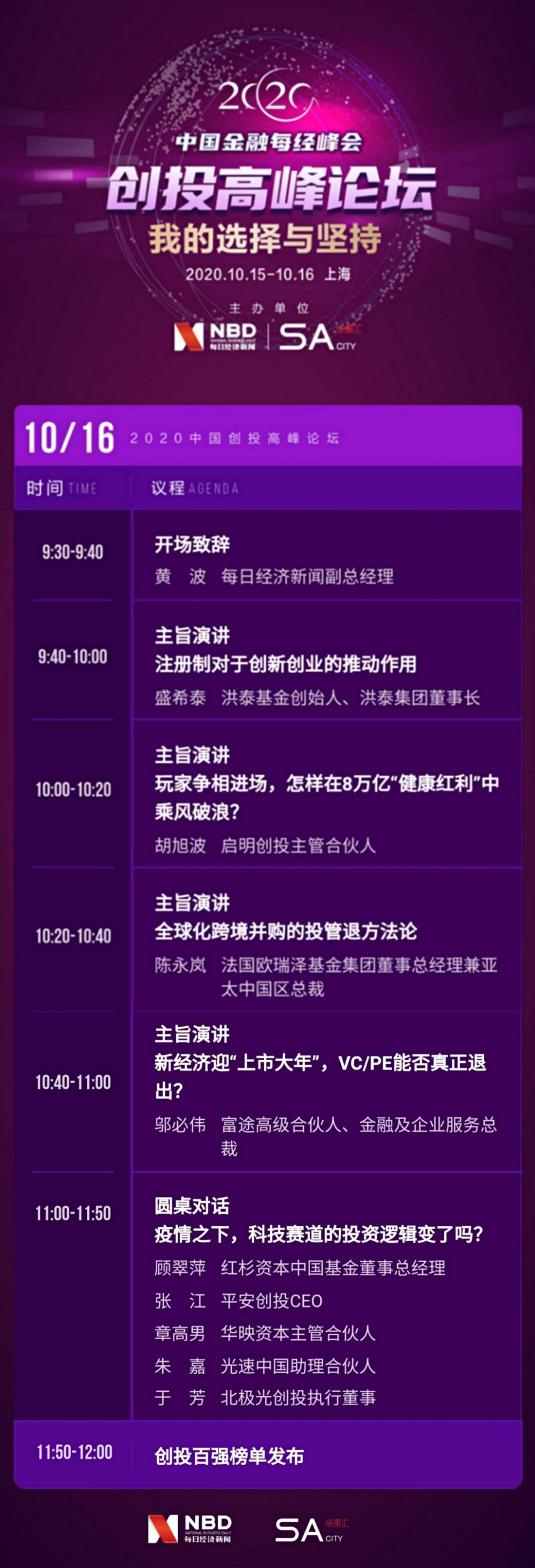 论道|“2020中国创投高峰论坛”10月16日登陆上海陆家嘴，行业“领跑者”齐聚，论道中国PE/VC新10年！